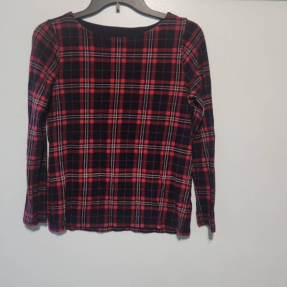 Talbots Petite Plaid Blouse Shirt Long Sleeve Stretch Womens S P
